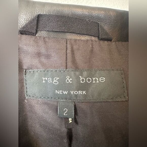 Rag & Bone Timeless Blazer Leather Black Jacket Work Career Size 2 - Picture 13 of 14